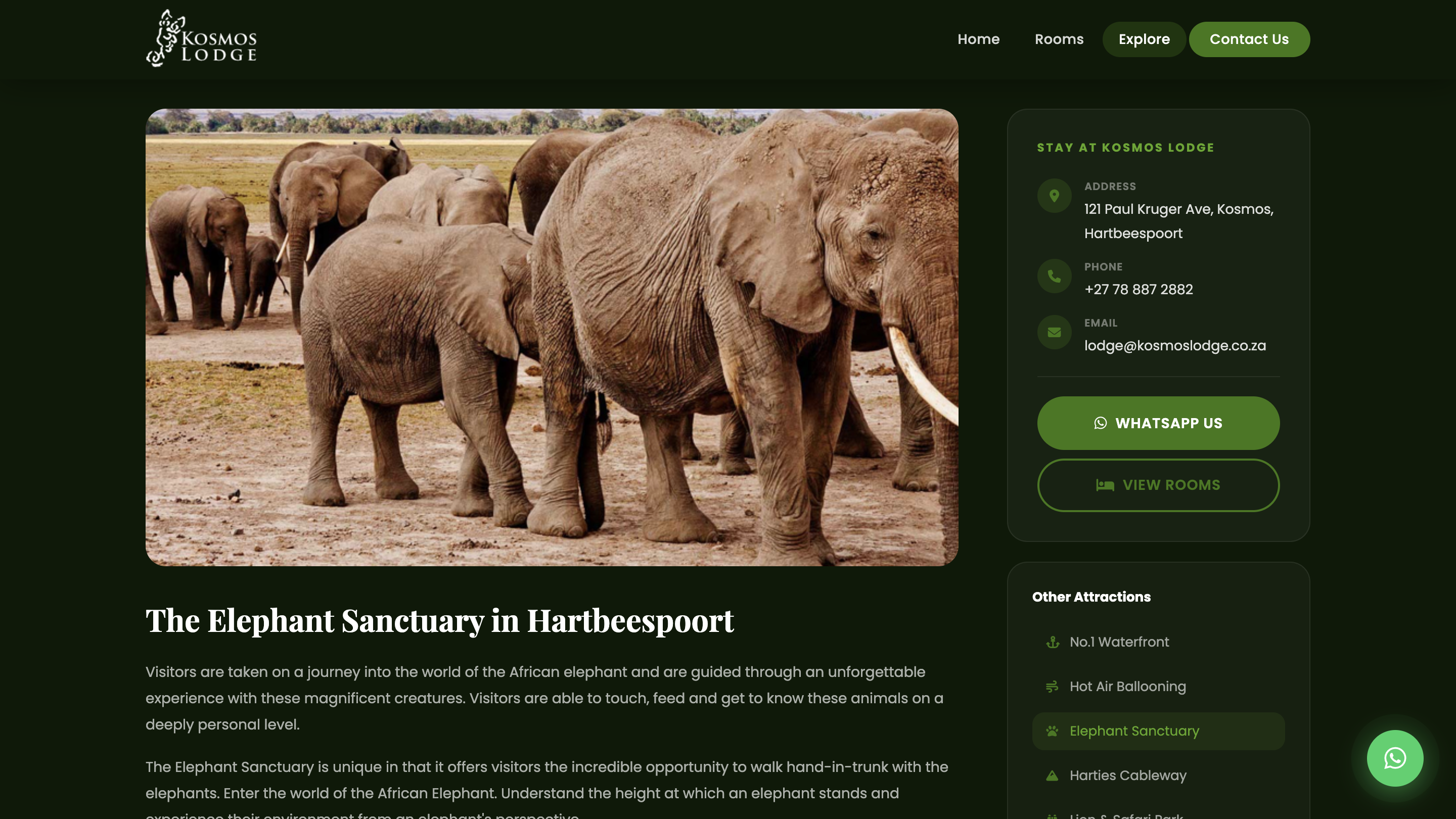 Elephant Sanctuary individual attraction page