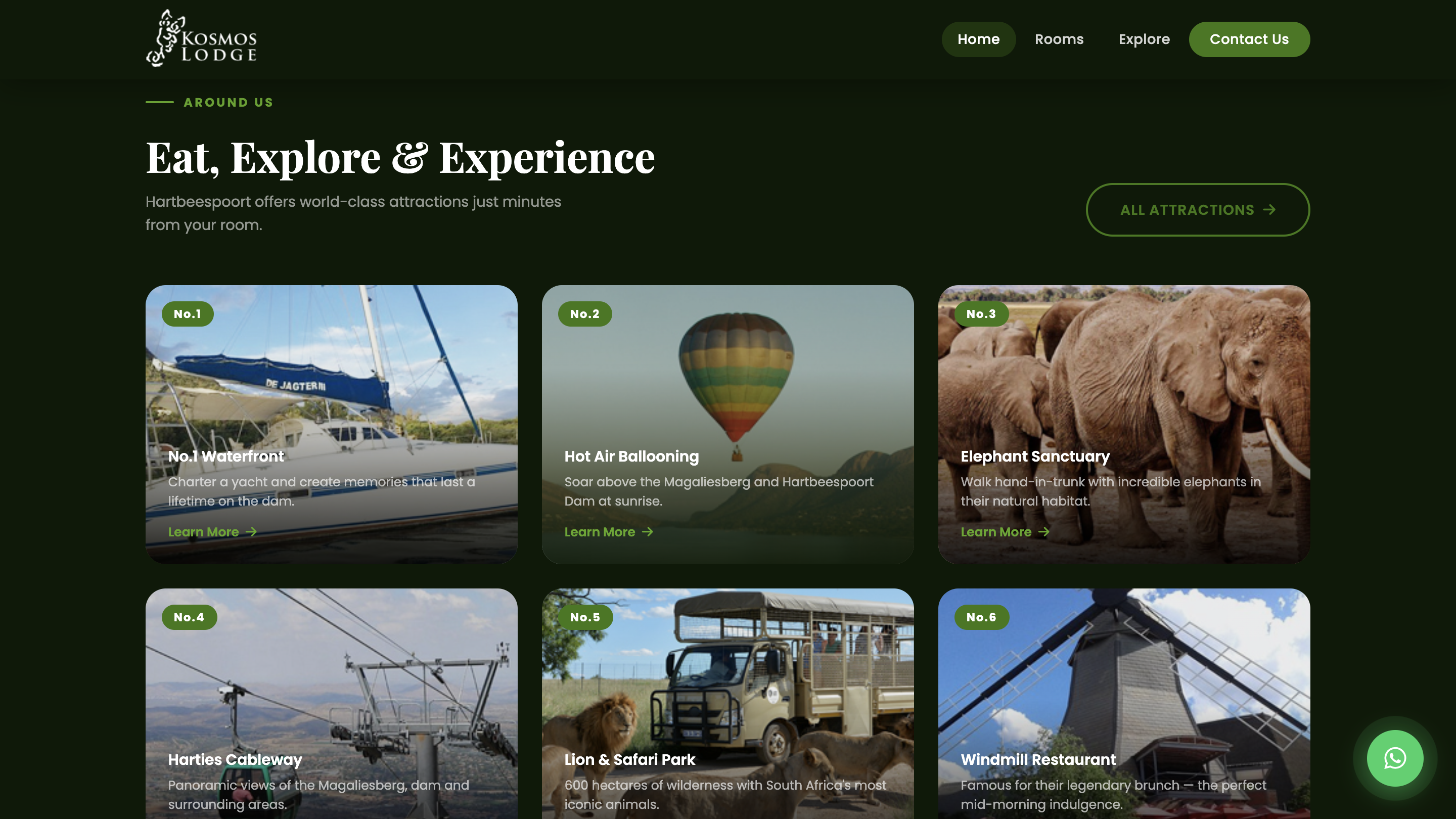 Eat, Explore & Experience — attractions section