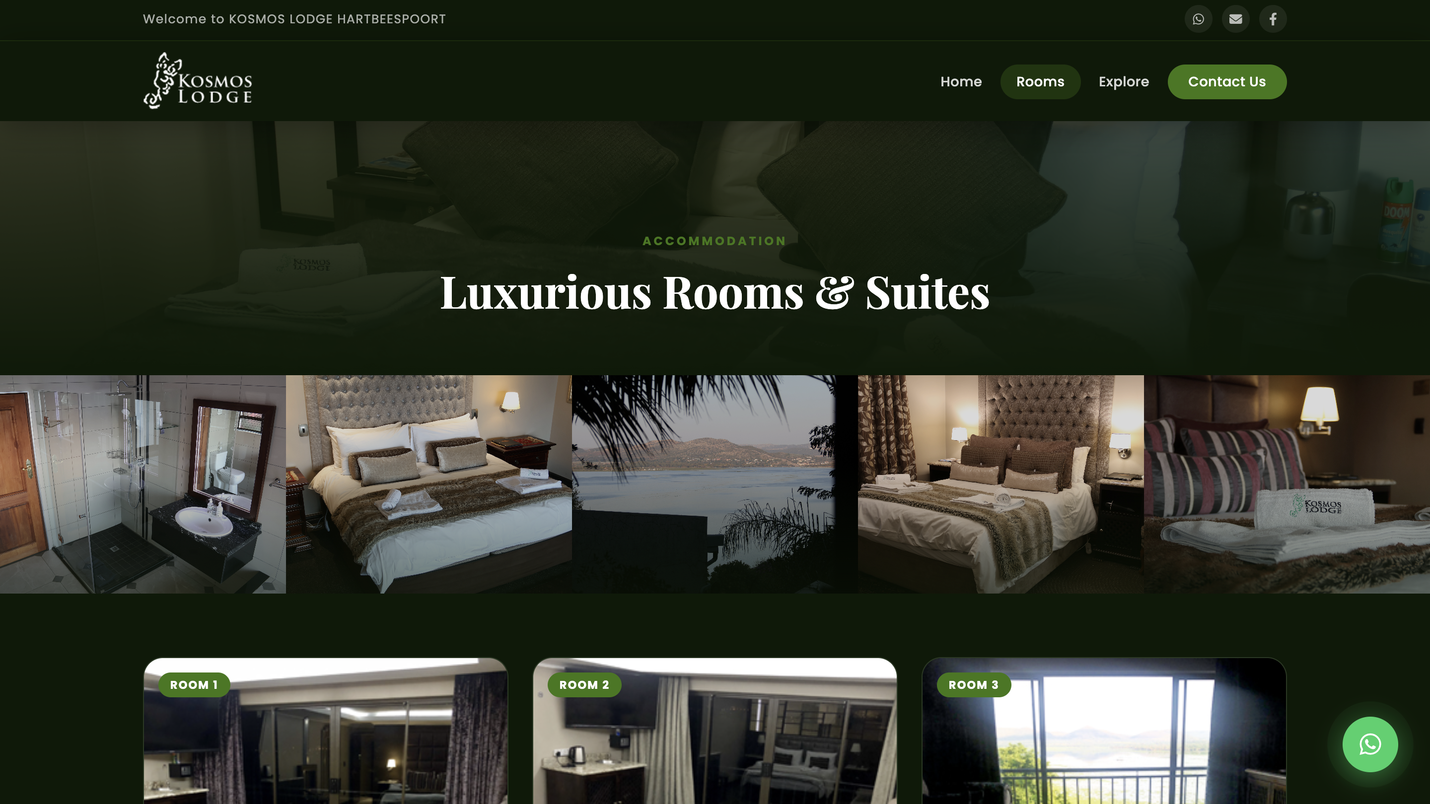 Kosmos Lodge rooms page — Luxurious Rooms & Suites